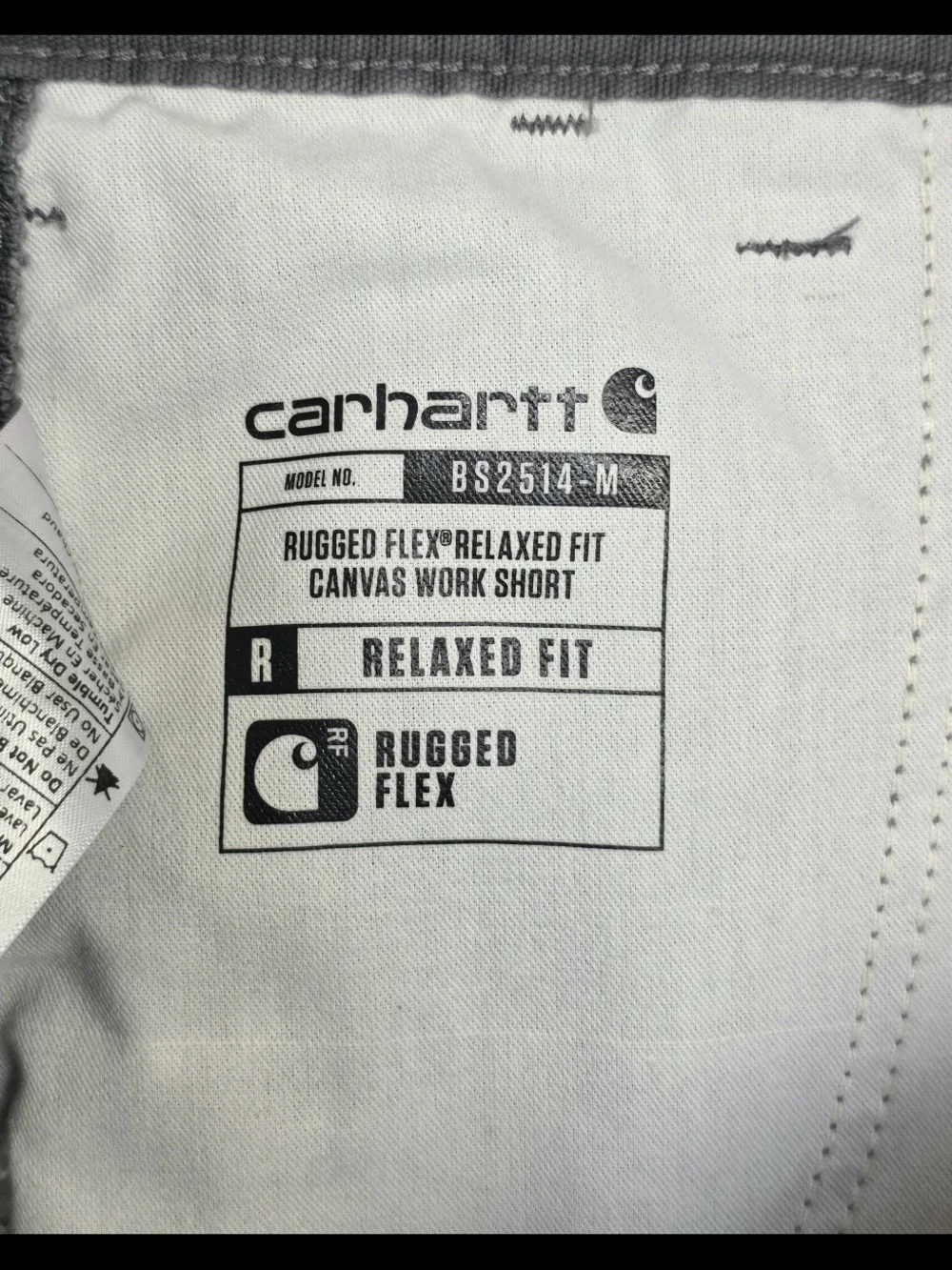 NWT Carhartt Rugged Flex Canvas Work Shorts Mens 46 Grey Relaxed Fit BS2514-M